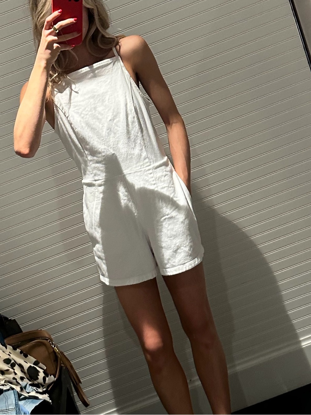 White Sleeveless Denim Romper